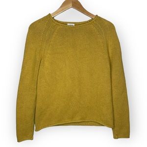 J Crew Mustard Yellow Cotton Knit Sweater